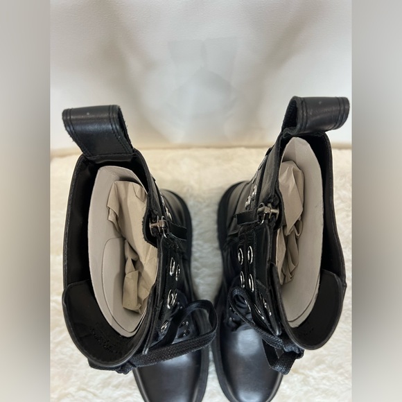 New Zara Leather Ankle Combat Black Boots size 38 (US 7.5) model 2126/610 - Picture 9 of 13